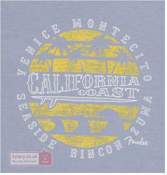Blue and Yellow M Logo - FENDER California Coastal Yellow Waves T Shirt Blue M T Shirt
