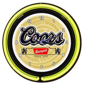 Coors Banquet Beer Logo - Coors Banquet Beer Logo Sign 2 Ring Neon Clock