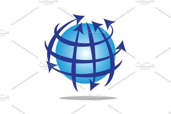 Globe with Lines Logo - Globe with lines and arrows by SuperAccurate on @creativemarket ...