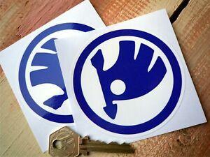 Old Skoda Logo - SKODA Old style Blue Logo Car Stickers 90mm Pair Classic Favorit ...