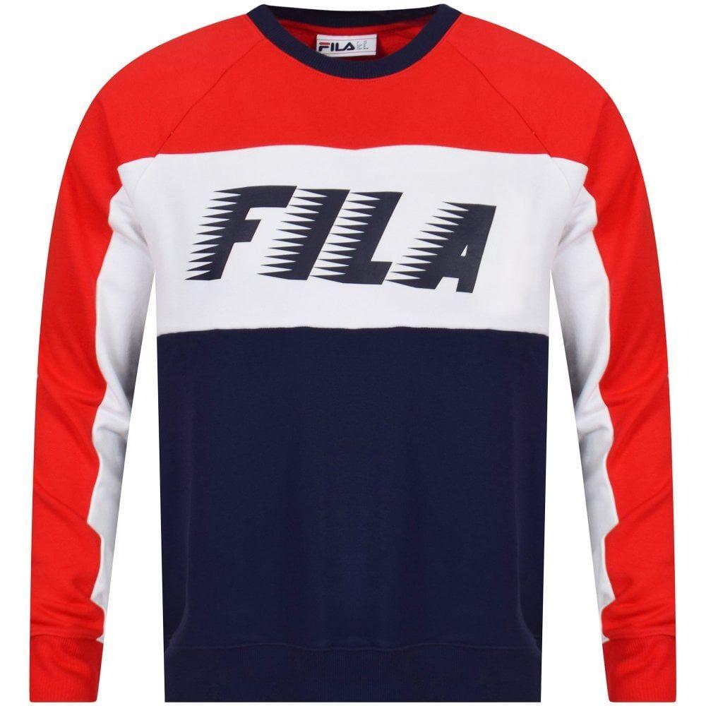 Red and White Clothing Logo - FILA Red White Black Logo Sweatshirt From Brother2Brother UK