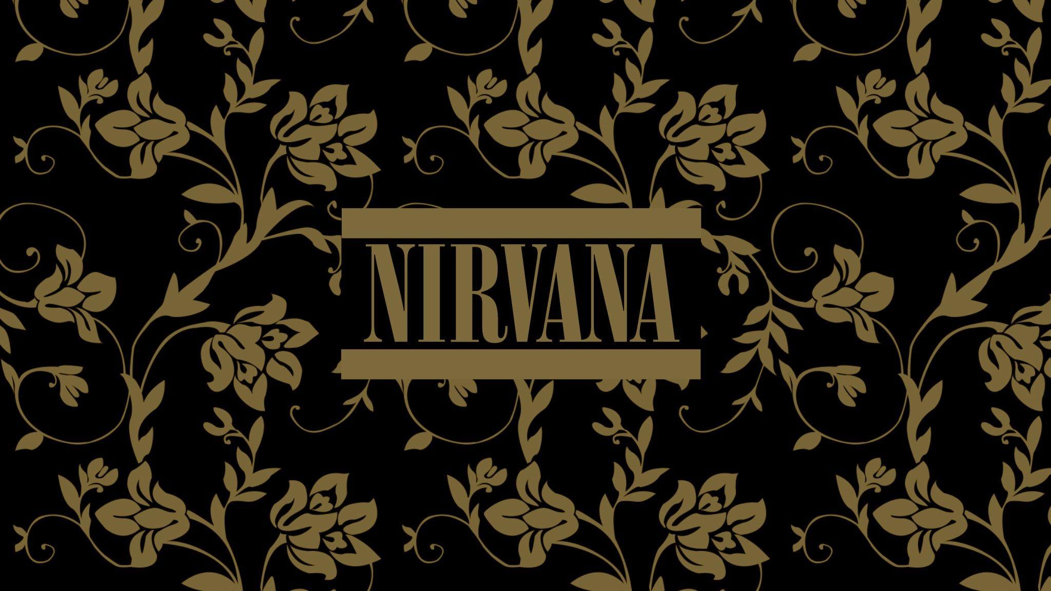 Nirvana Flower Logo - flowers, patterns, typography, Nirvana, music bands, floral, black ...