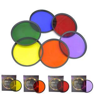 Blue Orange Red with Purple Circle Logo - 49mm Full Green Orange Red Purple Yellow Blue Color Filter For DSLR
