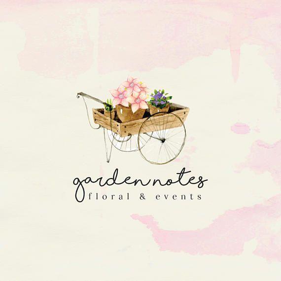 Pastel Floral Logo - Floral Garden Events Pre-made Logo Design in pastel colors and hand ...