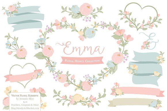 Pastel Floral Logo - Pastel Floral Heart Wreath Vectors ~ Illustrations ~ Creative Market