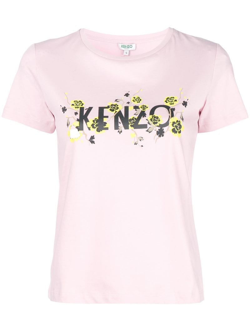 Pastel Floral Logo - KENZO FLORAL LOGO T SHIRT, PASTEL PINK