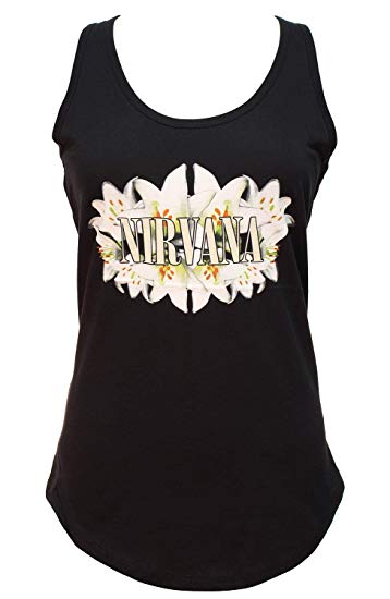 Nirvana Flower Logo - Real Swag Inc Nirvana Lilies Flowers Image Black Tank Top Shirt Kurt Cobain