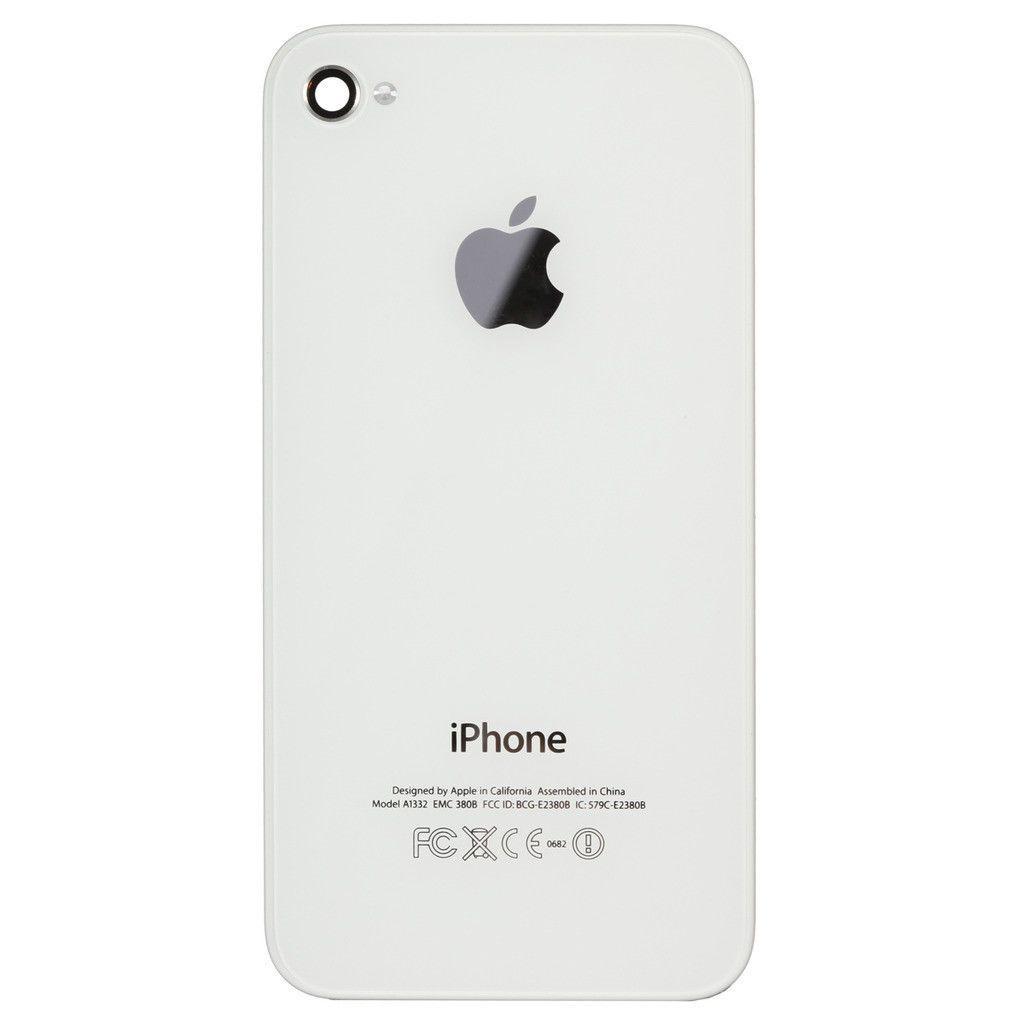 White Apple iPhone Logo - iPhone 4 (GSM) White Glass Back Cover W/Logo