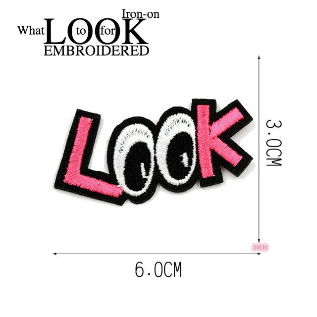 Look with Eyes Logo - JOD 6*3cm Eyes Look Letter Logo DIY Embroidery Patch Applique ...