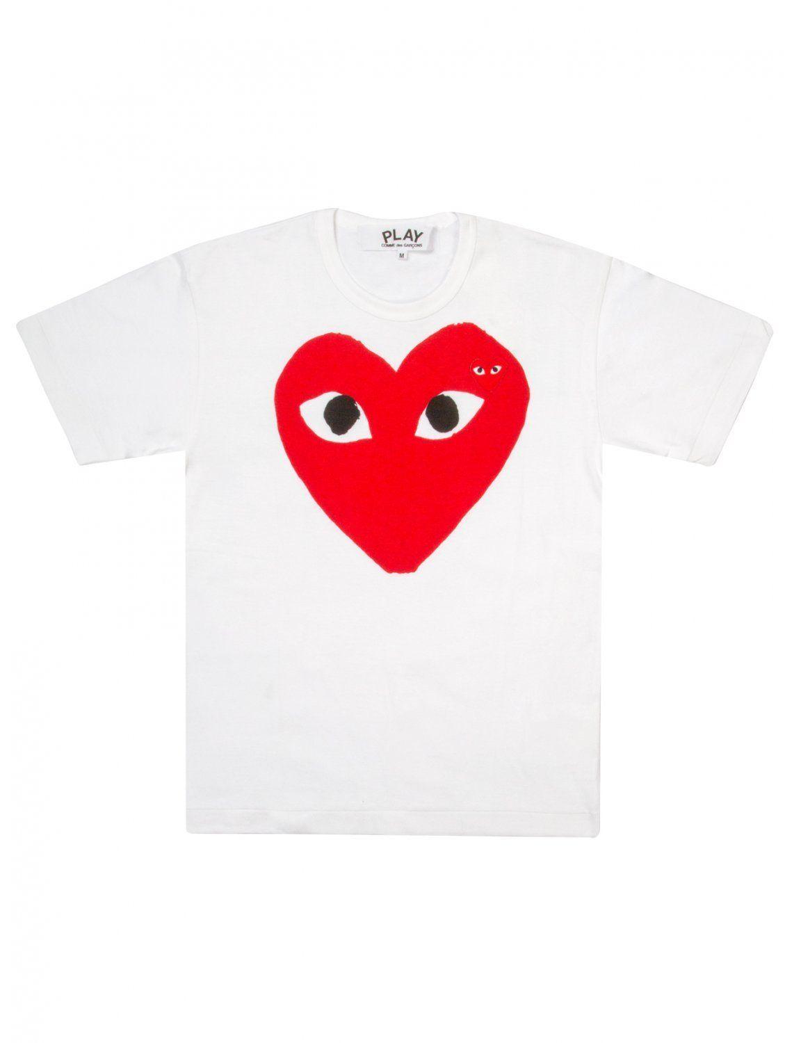 CDG Heart Logo - Comme Des Garcons PLAY | PLAY Mens Red Heart Logo T-Shirt White ...
