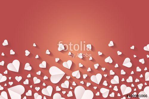 Red White Heart Logo - Many hearts vector icon, Frame of white heart on the red background ...