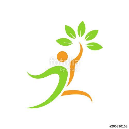 Abstract Person Logo - Healthy Spirit Human Care Logo. Abstract person jumping and healthy ...