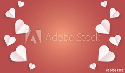 Red White Heart Logo - Many hearts vector icon, Frame of white heart on the red background ...