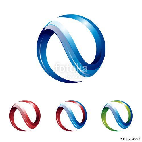 N in Circle Logo - 3D Circle N Modern Logo Symbol