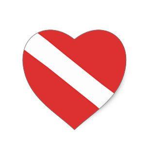 Red White Heart Logo - Swimmer Heart Stickers & Labels