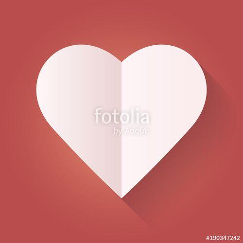 Red White Heart Logo - A heart vector icon, White heart on the red background, Paper cut