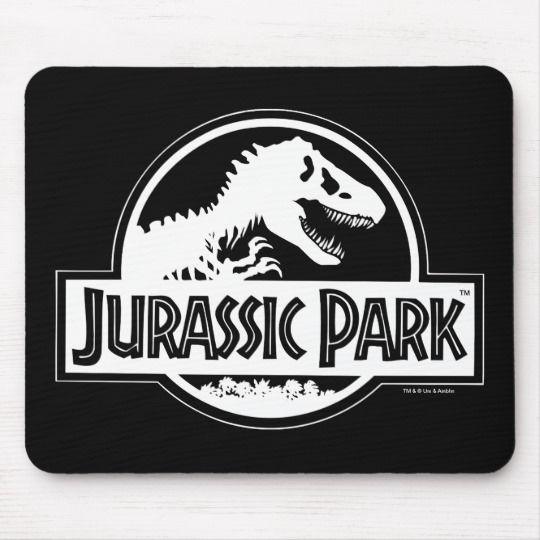 Jurassic Park Black and White Logo - Jurassic Park | White Logo Mouse Mat | Zazzle.co.uk