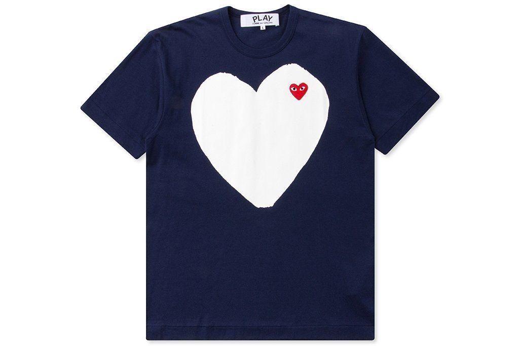 Red White Heart Logo - Comme des Garcons PLAY White Heart T-Shirt - Navy – Feature Sneaker ...