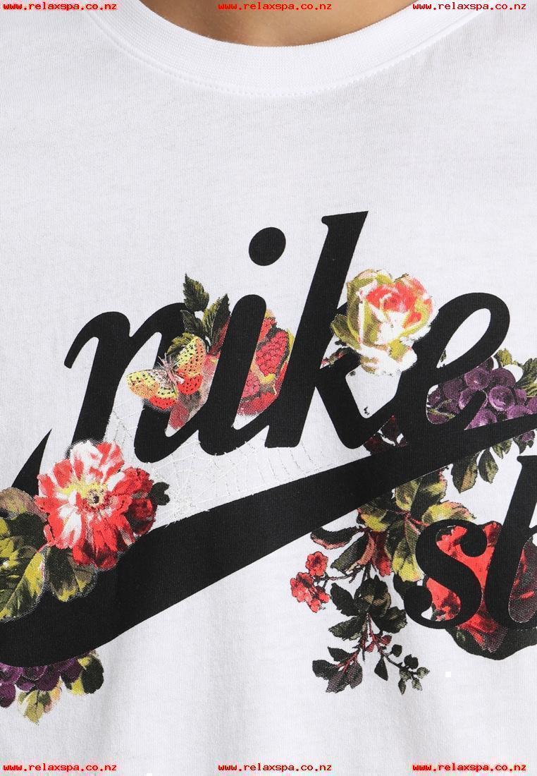 Nike Floral Logo - Nike SB TEE FLORAL LOGO - Print T-shirt - white/black