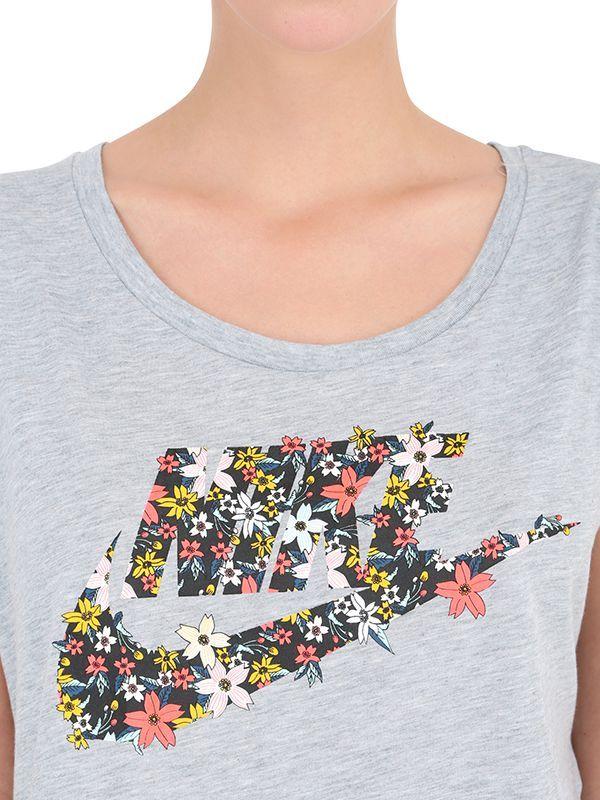 Nike Floral Logo - Nike Floral Printed Logo T-shirt in Gray - Lyst