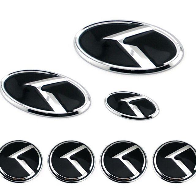 White with a Red K Logo - 7pcs Set car K Logo Sticker Decal Red / Black Steering Wheel Emblem ...