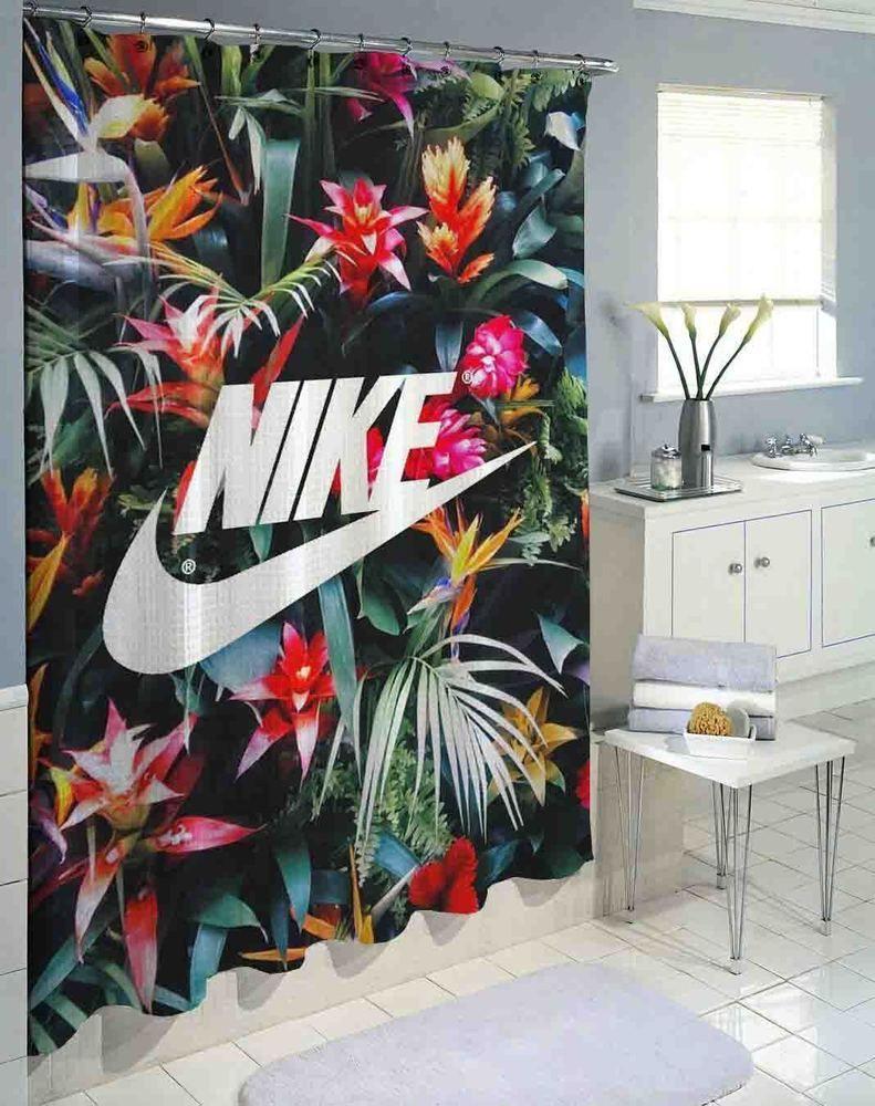 Nike Floral Logo - Nike Floral Logo High Quality Custom Shower Curtain 60x72 & 66x72