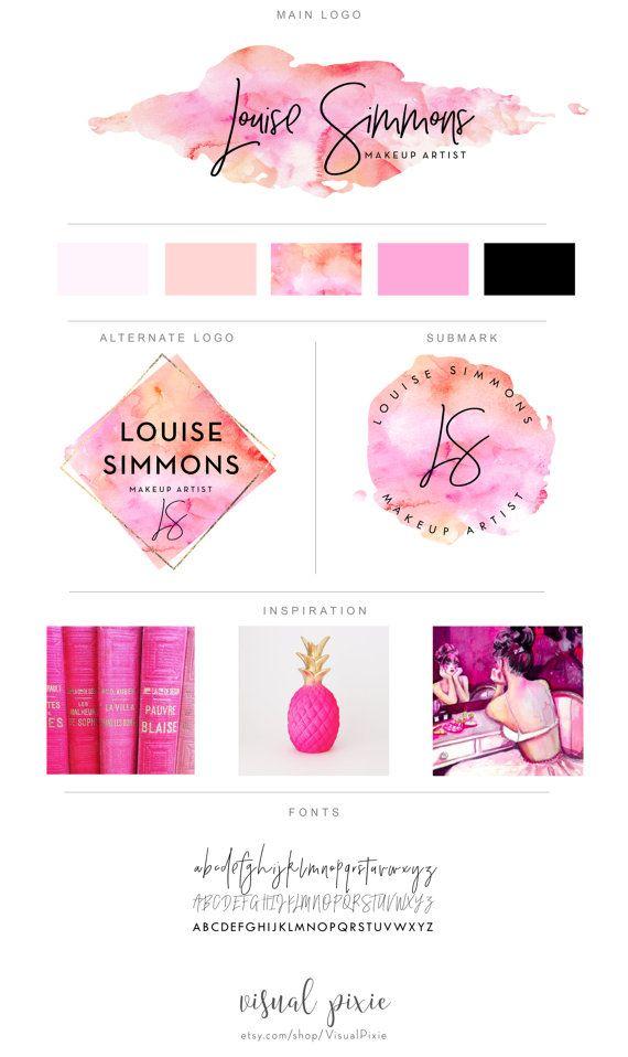 Orange Pink Logo - Branding Package - Photography Logo Makeup Artist Logo - Orange Pink ...