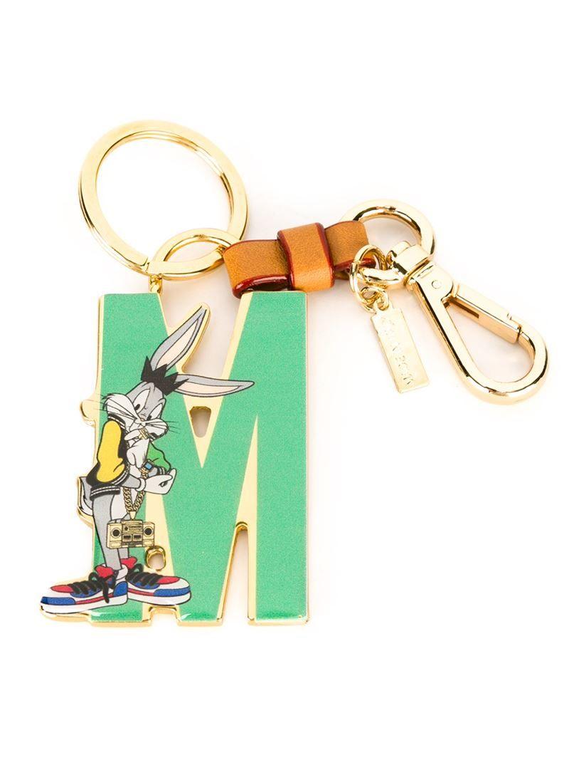 Green M Logo - Moschino Bugs M Logo Keyring in Green