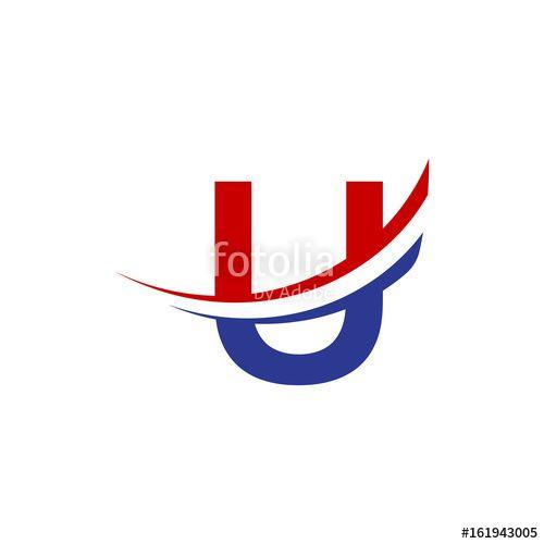 Red Blue U Logo - initial letter U logo swoosh wing blue color Stock image