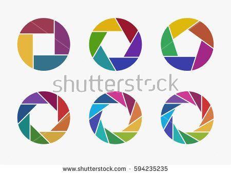 Colorful Camera Shutter Logo - Set of colorful camera lens aperture icons isolated on light ...