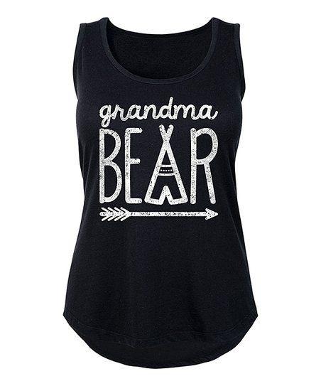 LC Bear Logo - LC trendz Plus Black Grandma Bear Tank | zulily