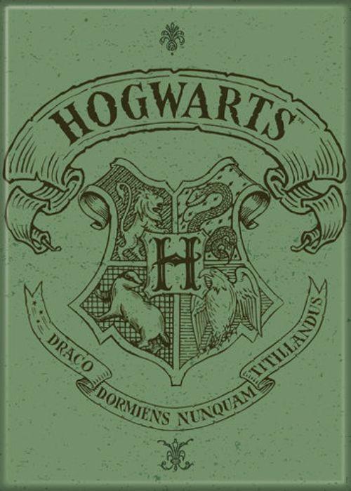 Harry Potter School Logo - Harry Potter Hogwarts School Logo Green Crest Refrigerator Magnet