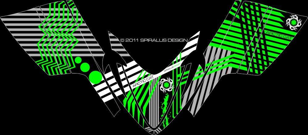 Squiggly Green M Logo - Sled Wraps & Graphics for Arctic Cat M Series, Crossfire Snowmobiles