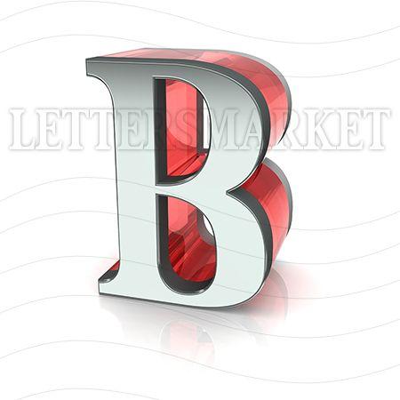 Red and White B Logo - LettersMarket Chromed Letter B isolated on a white background