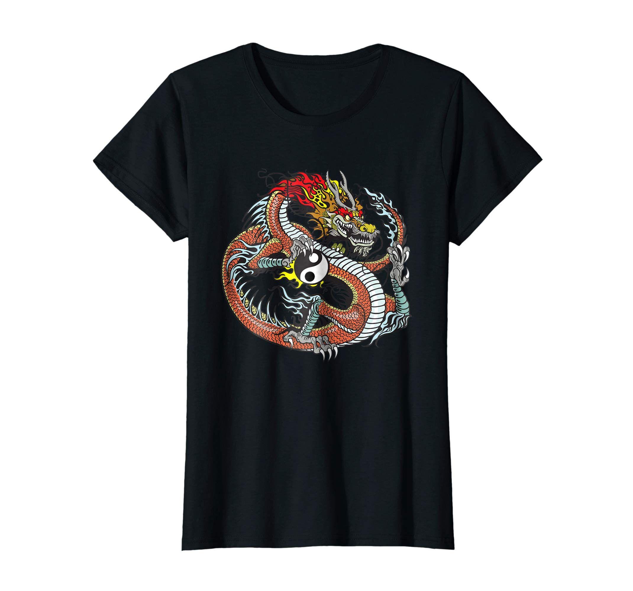 Cool Chinese Dragon Logo - Amazon.com: Cool Chinese Dragon Holding Yin Yang Symbol T-Shirt Gift ...