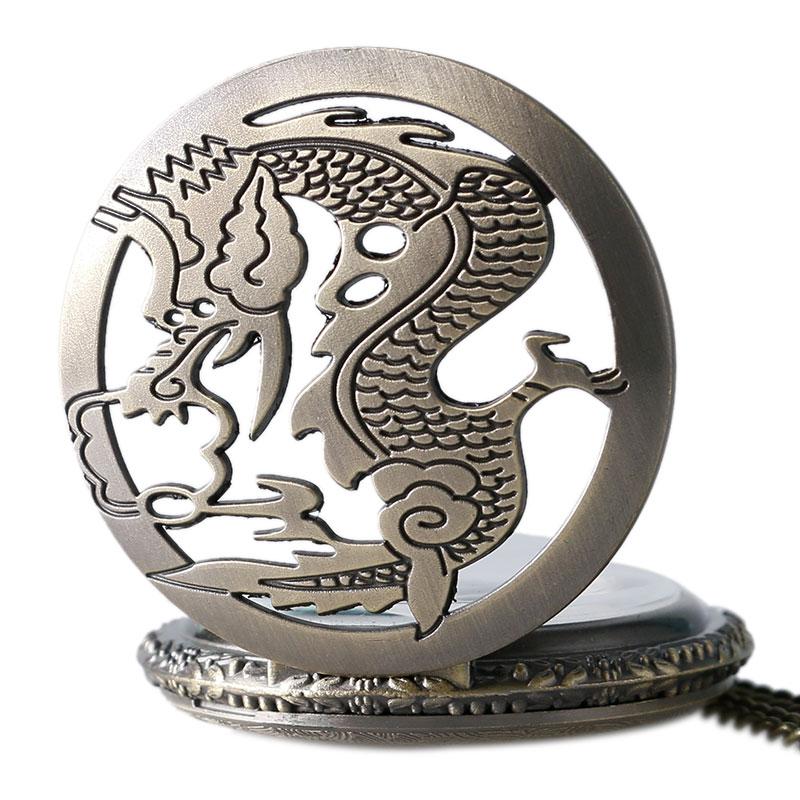 Cool Chinese Dragon Logo - Bronze Quartz Watch Cool Chinese Dragon Fashion Fob Pocket Watches ...