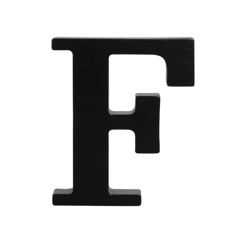 Black F Logo - Wooden letter F, black