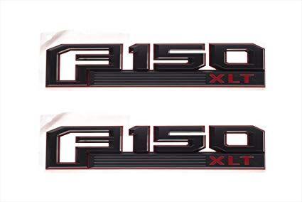 F150 Logo - 2015-2016 Ford F-150 XLT Red & Black Fender Emblem Nameplates Right Left  Set OEM