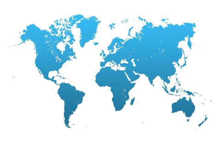 White and Blue World Logo - Blue world map on white
