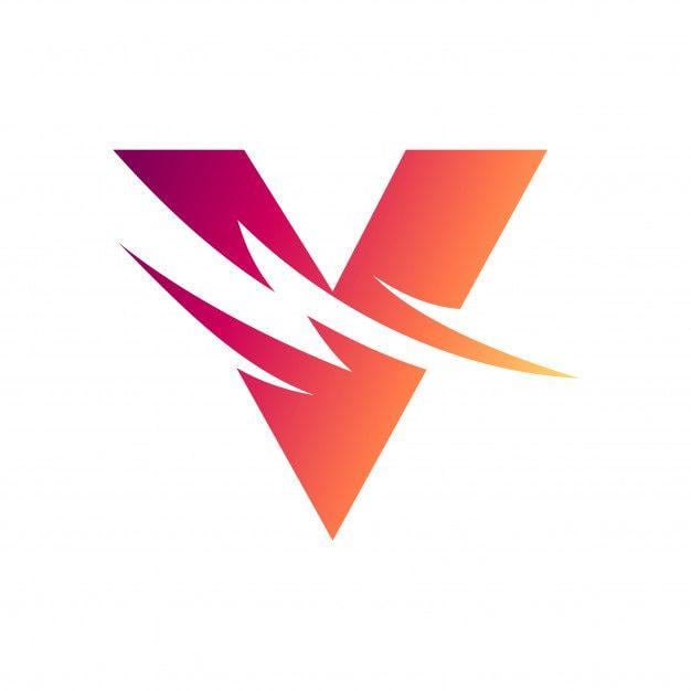 Red V Logo - Letter v with thunder initial logo Vector