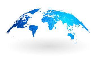 White and Blue World Logo - blue world map globe isolated on white background this stock
