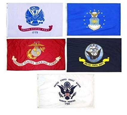 USA Banner Red White Blue Logo - Amazon.com : Wholesale Lot of 3x5 ft 5 Branches Military Set Flags 3