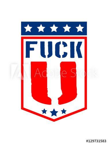 USA Banner Red White Blue Logo - Usa coat of arms banner logo design cool letters f*ck u you f*ck you