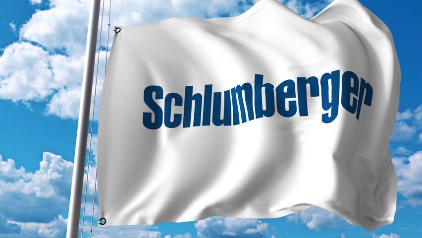 Schlumberger Logo - Waving Flag with Schlumberger Logo. Stock Footage Video 100