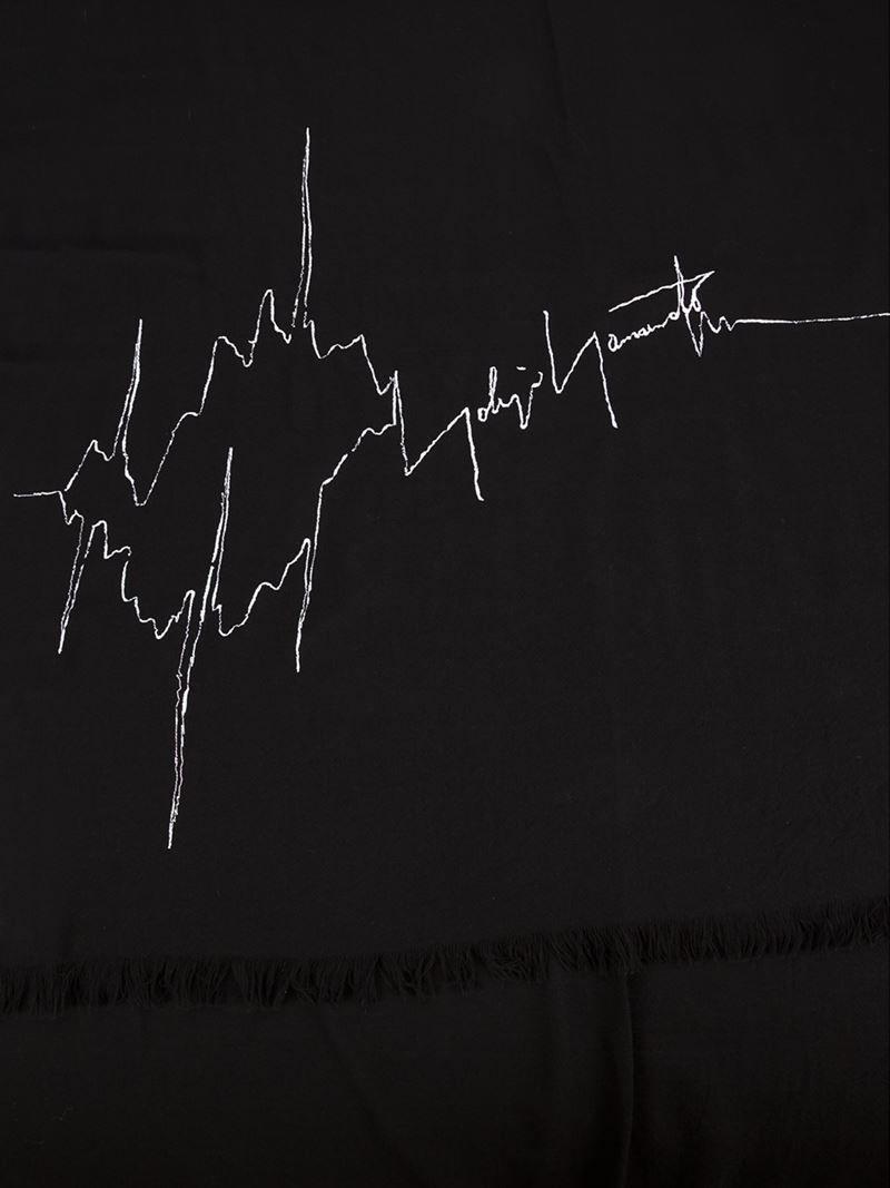 Yohji Yamamoto Logo - Lyst Yamamoto Logo Embroidered Scarf in Black