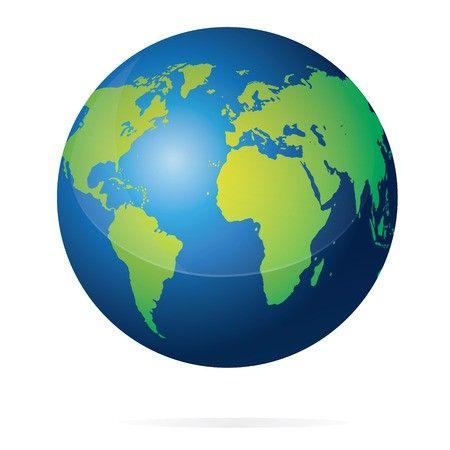 White and Blue World Logo - Vector illustration of blue planet Earth with green continents world ...