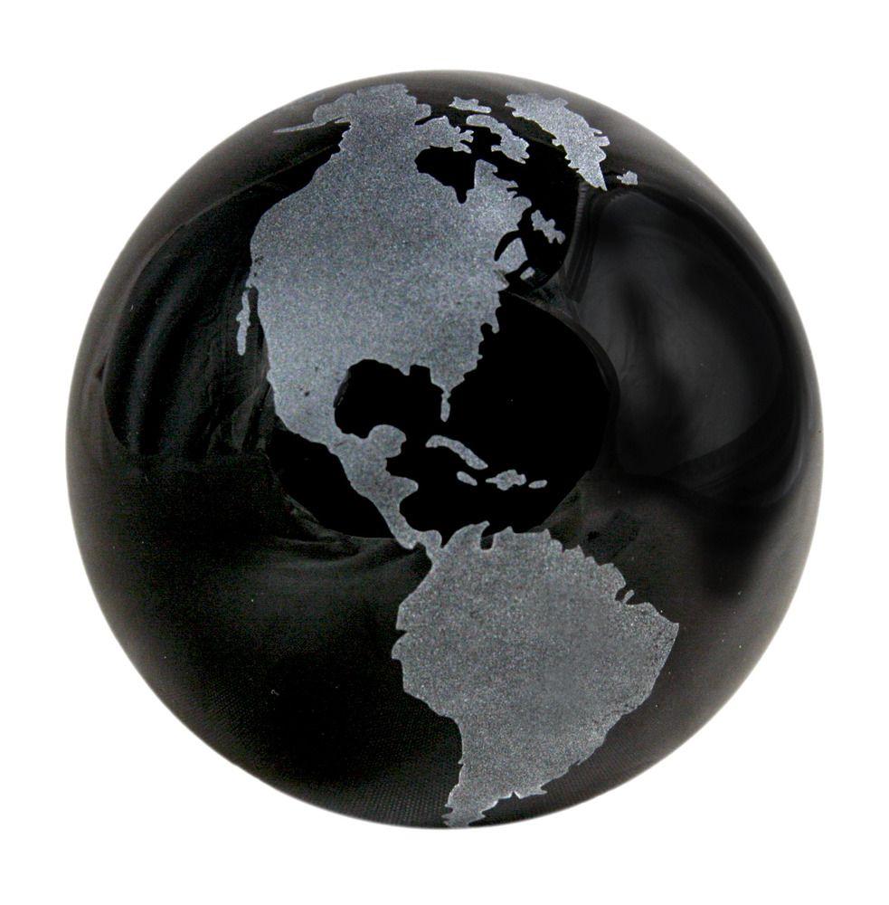 Black World Globe Logo - World Globe Glass Paperweight - Black - Personalized