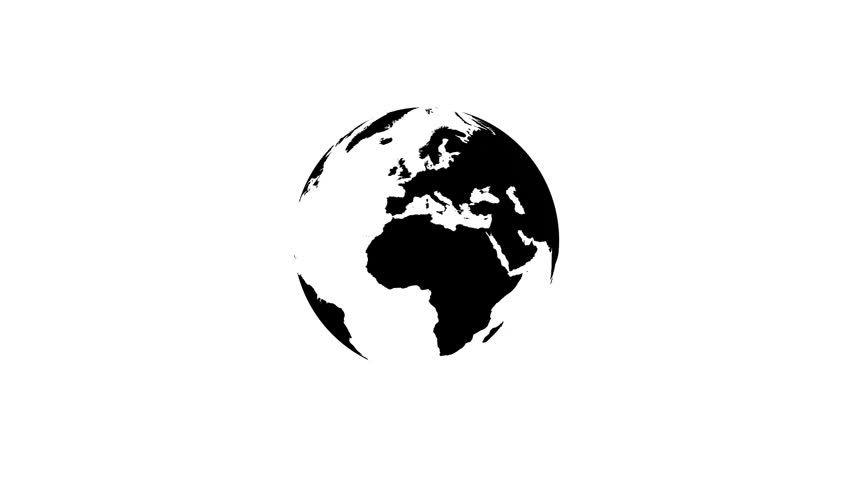 Black World Globe Logo - Black and White Spinning World Stock Footage Video 100% Royalty