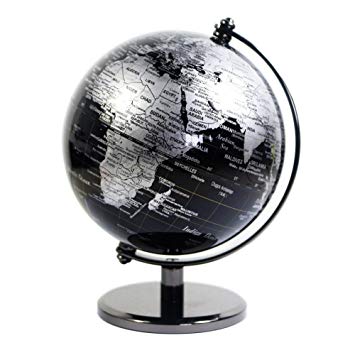 Black World Globe Logo - KiaoTime 5 inch Diameter BLACK SEA Vintage World Globe