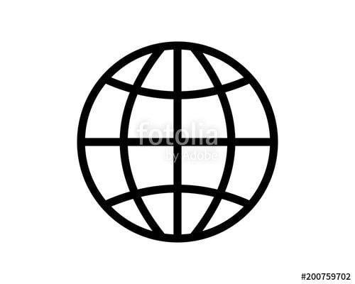 Black World Globe Logo - Line Art Globe World Sign Symbol Icon Logo Vector